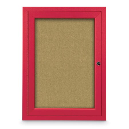 United Visual Products Slim Enclosed Corkboard, 11"x13-1/2", Black Alum Frame/Cobalt UVEB1113-BLACK-COBACC